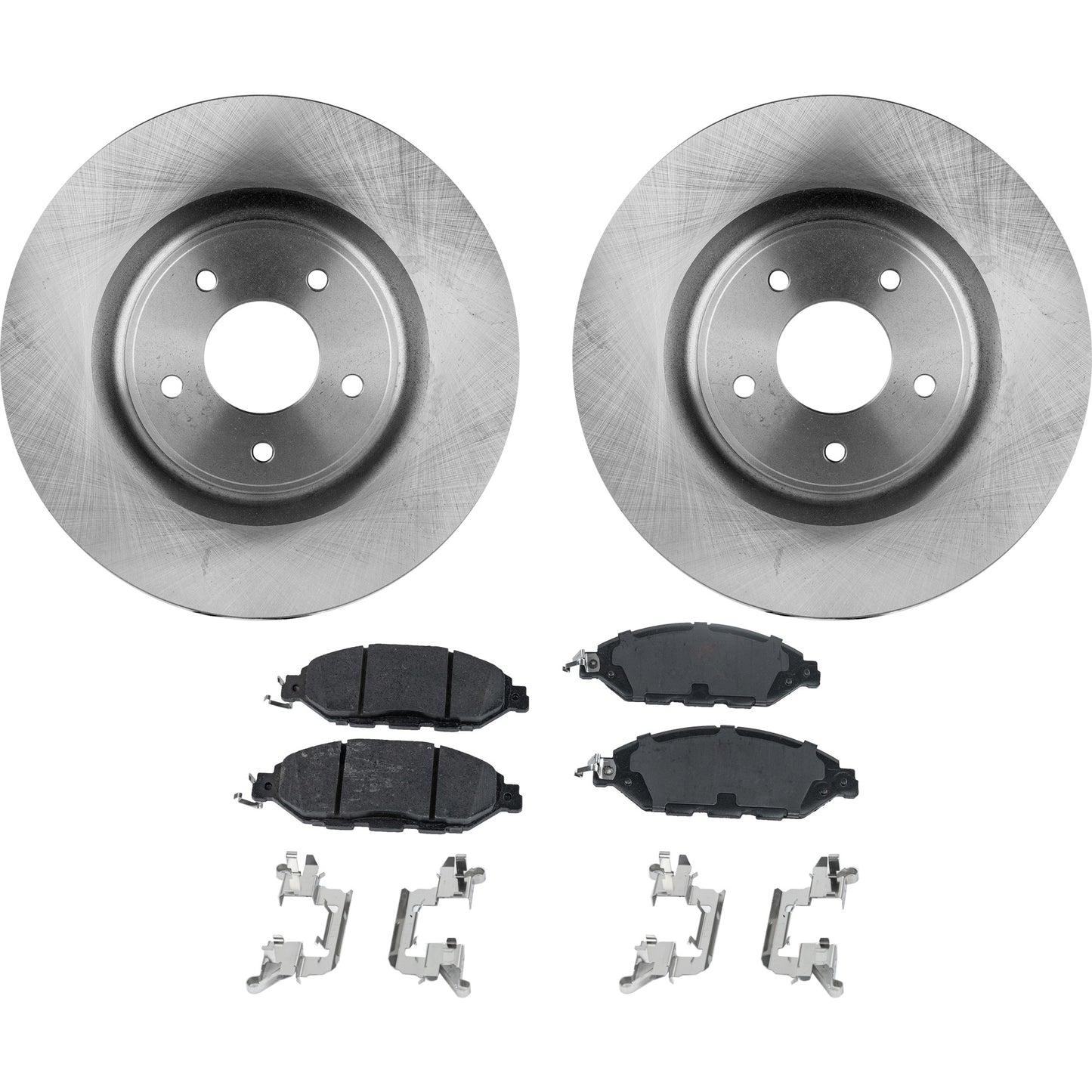 2-Wheel Set Front Brake Disc and Pad Kit, Plain Surface 5 Lugs 320.04 mm Ceramic Pro-Line Series, Includes (1) Brake Pad Set and (2) Brake Disc