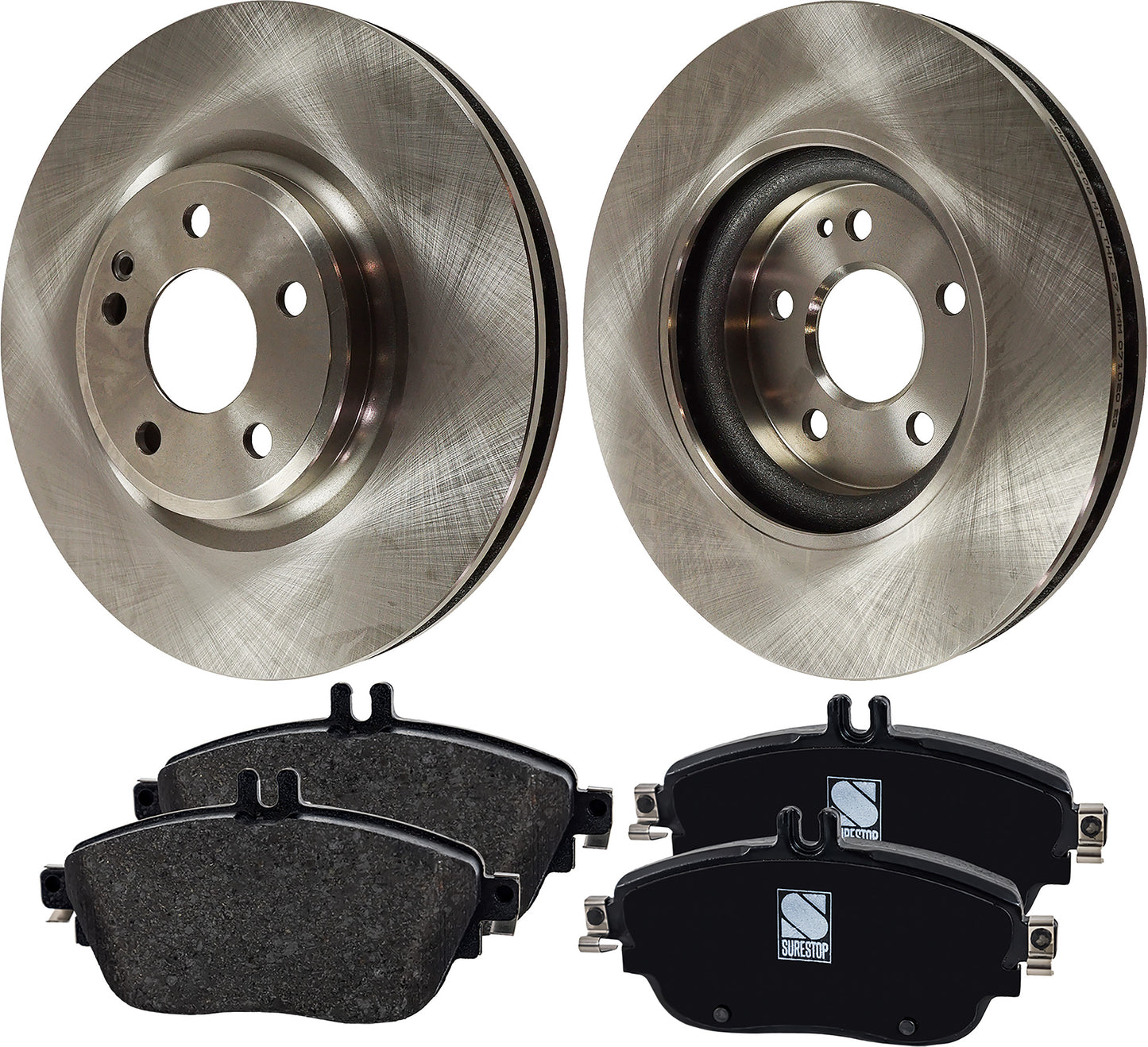 2-Wheel Set Front Brake Disc and Pad Kit, Plain Surface 5 Lugs 320 mm Organic Pro-Line Series, Includes (1) Brake Pad Set and (2) Brake Disc