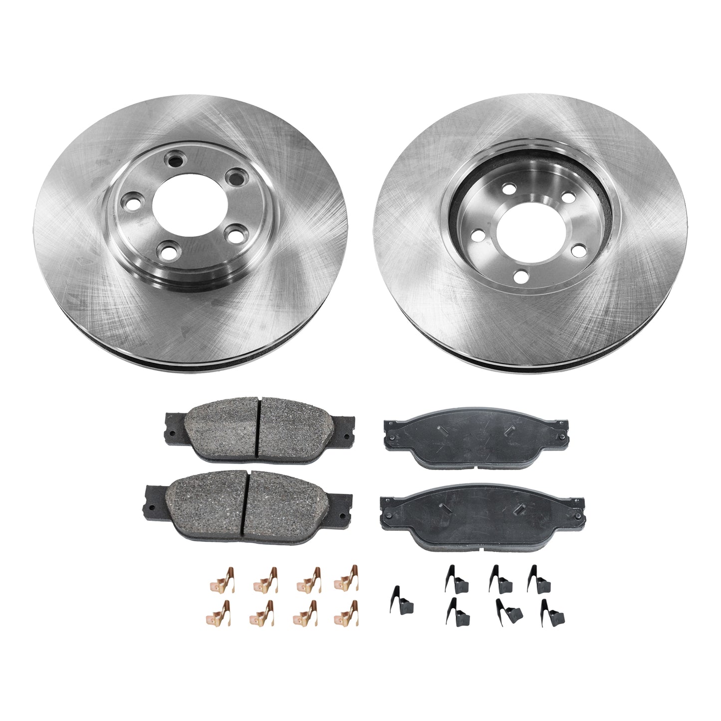 2-Wheel Set Front Brake Disc and Pad Kit, Plain Surface 5 Lugs 299.97 mm Organic Pro-Line Series, Includes (2) Brake Disc and (1) Brake Pad Set