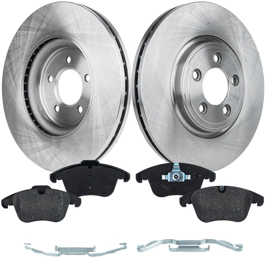 2-Wheel Set Front Brake Disc and Pad Kit, Plain Surface 5 Lugs 325.88 mm Organic Pro-Line Series, Includes (2) Brake Disc and (1) Brake Pad Set