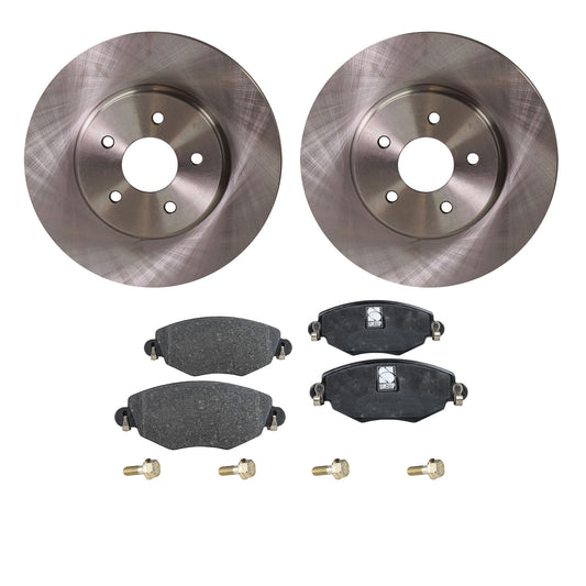 2-Wheel Set Front Brake Disc and Pad Kit, Plain Surface 5 Lugs 299.97 mm Organic Pro-Line Series, Includes (2) Brake Disc and (1) Brake Pad Set