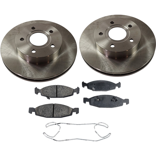 2-Wheel Set Front Brake Disc and Pad Kit, Plain Surface 5 Lugs 305.05 mm Ceramic Pro-Line Series, Includes (2) Brake Disc and (1) Brake Pad Set