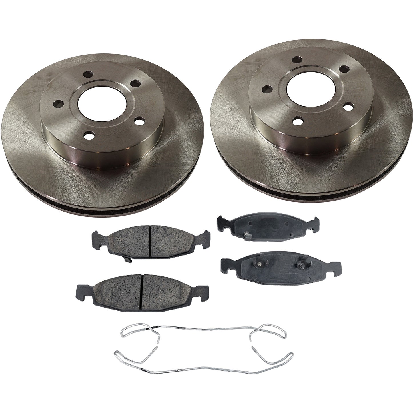 2-Wheel Set Front Brake Disc and Pad Kit, Plain Surface 5 Lugs 305.05 mm Ceramic Pro-Line Series, Includes (2) Brake Disc and (1) Brake Pad Set