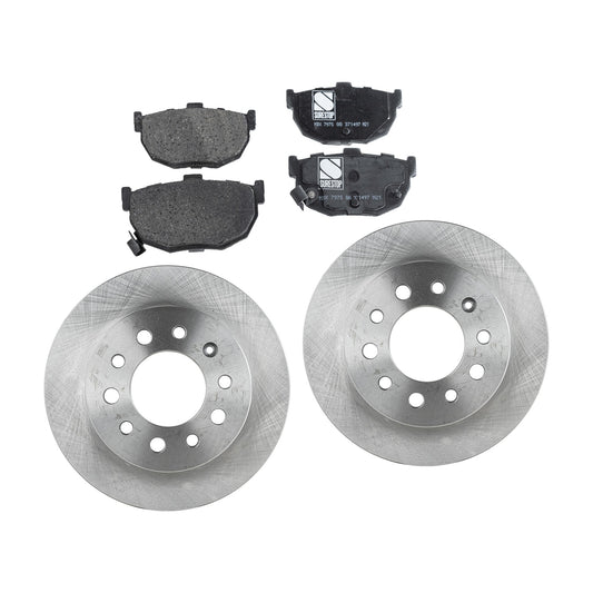 2-Wheel Set Rear Brake Disc and Pad Kit, Plain Surface 5 Lugs 258.06 mm Ceramic Pro-Line Series, Includes (2) Brake Disc and (1) Brake Pad Set