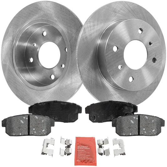 2-Wheel Set Rear Brake Disc and Pad Kit, Plain Surface 4 Lugs 258.06 mm Organic Pro-Line Series, Includes (2) Brake Disc and (1) Brake Pad Set