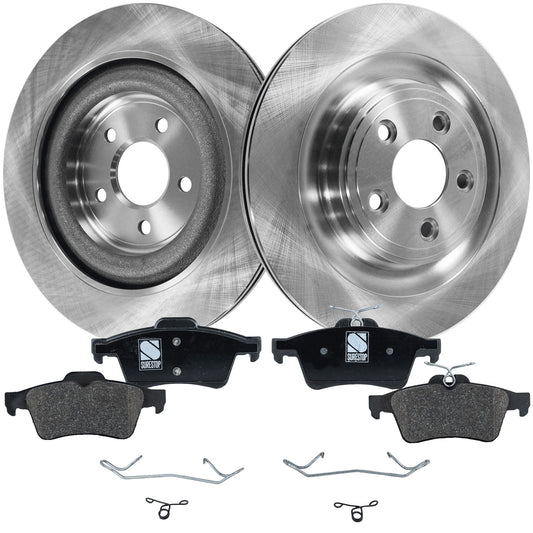 2-Wheel Set Rear Brake Disc and Pad Kit, Plain Surface 5 Lugs 325.88 mm Organic Pro-Line Series, Includes (1) Brake Pad Set and (2) Brake Disc