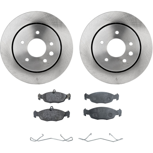 2-Wheel Set Rear Brake Disc and Pad Kit, Plain Surface 5 Lugs 305.05 mm Organic Pro-Line Series, Includes (1) Brake Pad Set and (2) Brake Disc