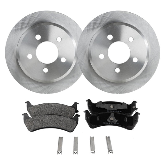 2-Wheel Set Brake Disc and Pad Kit, Plain Surface 5 Lugs 284.73 mm Semi-metallic Pro-Line Series, Includes (2) Brake Disc and (1) Brake Pad Set