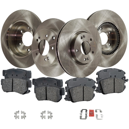 4-Wheel Set Front and Rear Brake Disc and Pad Kit, Plain Surface 5 Lugs Front-299.97 mm/Rear-282.96 mm Ceramic Pro-Line Series, Includes (4) Brake Disc and (2) Brake Pad Set