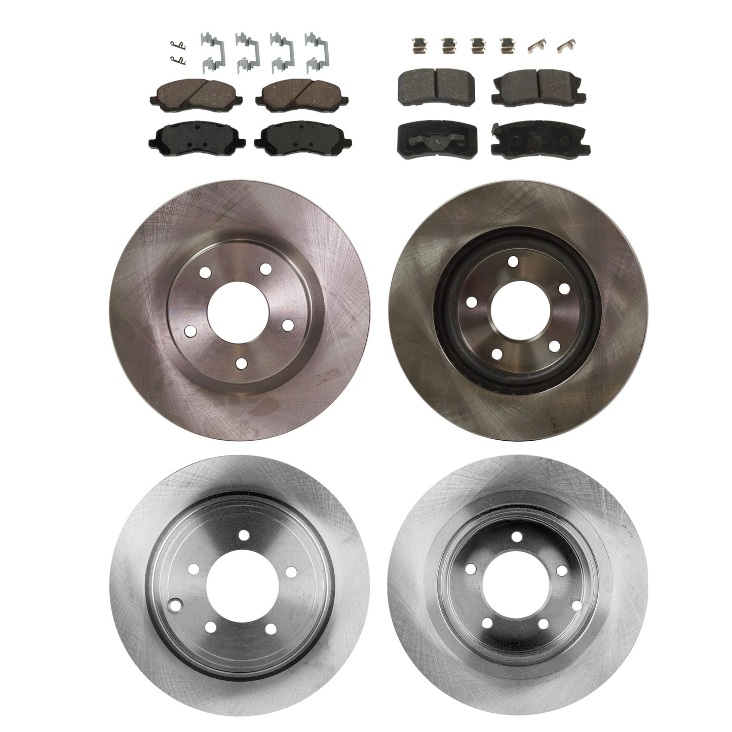 4-Wheel Set Front and Rear Brake Disc and Pad Kit, Plain Surface Front-293.88 mm/Rear-302.01 mm Pro-Line Series, Includes (4) Brake Disc and (2) Brake Pad Set