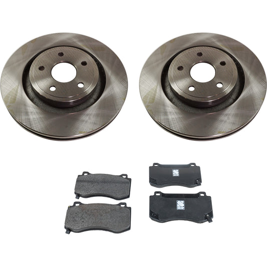 2-Wheel Set Front Brake Disc and Pad Kit, Plain Surface 5 Lugs 359.92 mm Semi-metallic Pro-Line Series, Includes (2) Brake Disc and (1) Brake Pad Set
