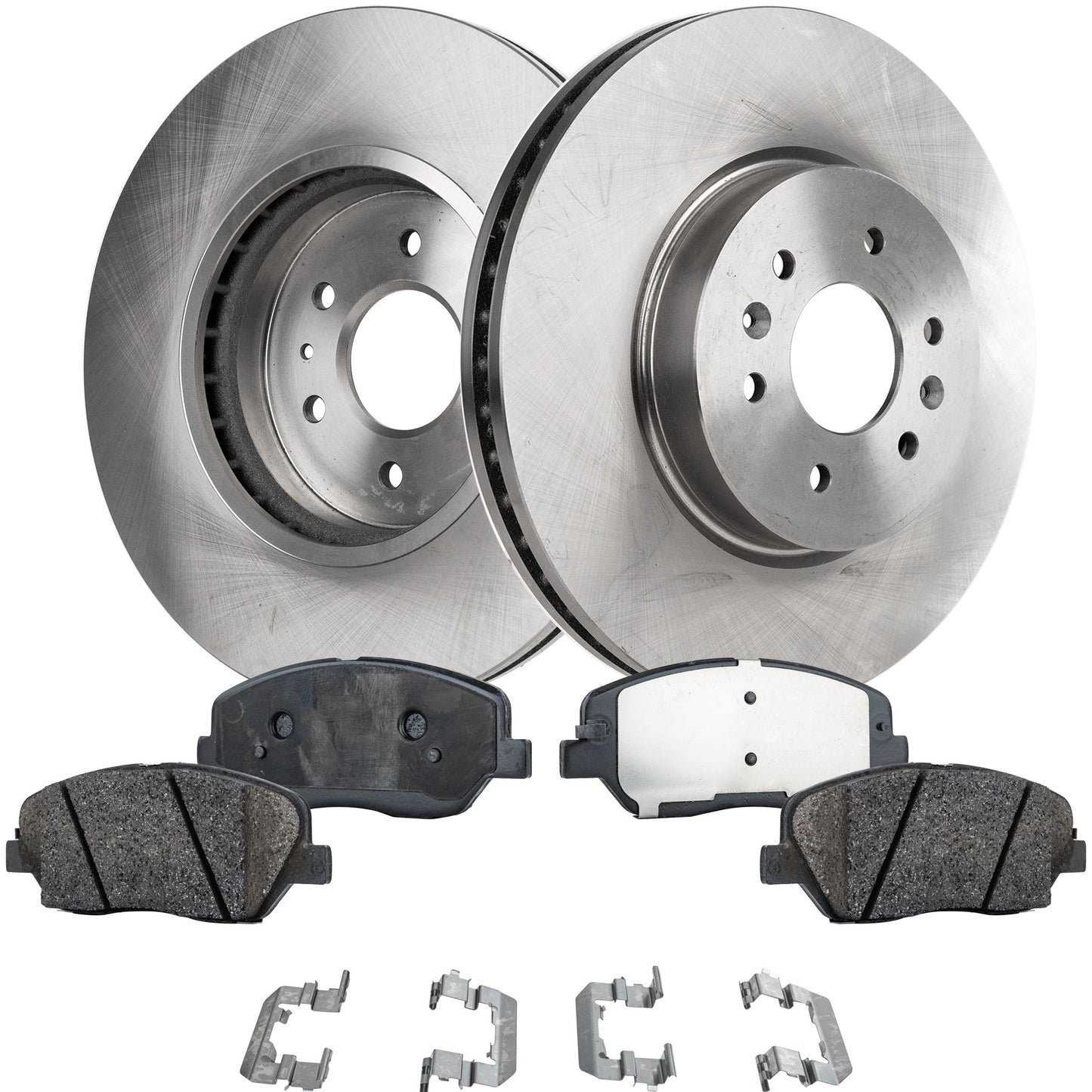 2-Wheel Set Brake Disc and Pad Kit, Plain Surface 6 Lugs 327.91 mm Organic Pro-Line Series, Includes (2) Brake Disc and (1) Brake Pad Set