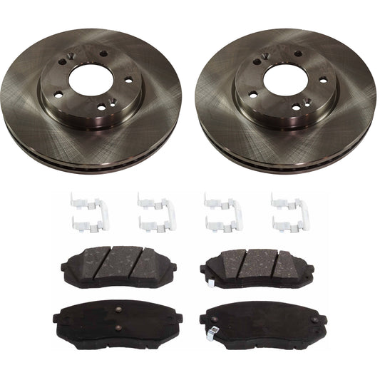 2-Wheel Set Front Brake Disc and Pad Kit, Plain Surface 5 Lugs 279.91 mm Ceramic Pro-Line Series, Includes (1) Brake Pad Set and (2) Brake Disc
