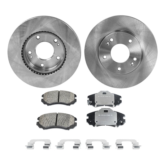 2-Wheel Set Front Brake Disc and Pad Kit, Plain Surface 5 Lugs 270 mm Ceramic Pro-Line Series, Includes (2) Brake Disc and (1) Brake Pad Set