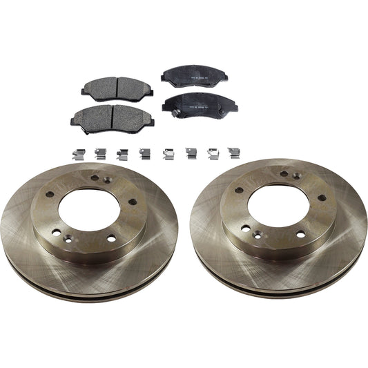 2-Wheel Set Brake Disc and Pad Kit, Plain Surface 5 Lugs 283.97 mm Ceramic Pro-Line Series, Includes (2) Brake Disc and (1) Brake Pad Set