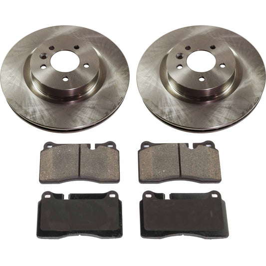 2-Wheel Set Brake Disc and Pad Kit, Plain Surface 5 Lugs 359.92 mm Organic Pro-Line Series, Includes (1) Brake Pad Set and (2) Brake Disc