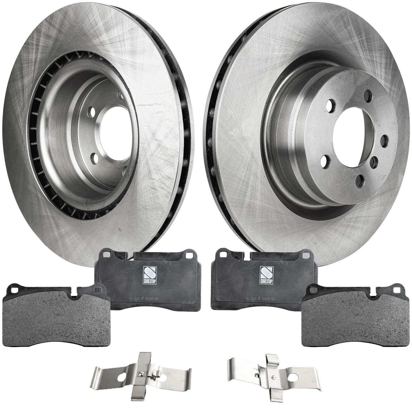 2-Wheel Set Front Brake Disc and Pad Kit, Plain Surface 5 Lugs 359.92 mm Organic Pro-Line Series, Includes (1) Brake Pad Set and (2) Brake Disc