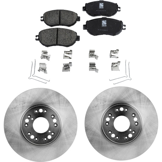 2-Wheel Set Brake Disc and Pad Kit, Plain Surface 5 Lugs 295.91 mm Ceramic Pro-Line Series, Includes (2) Brake Disc and (1) Brake Pad Set