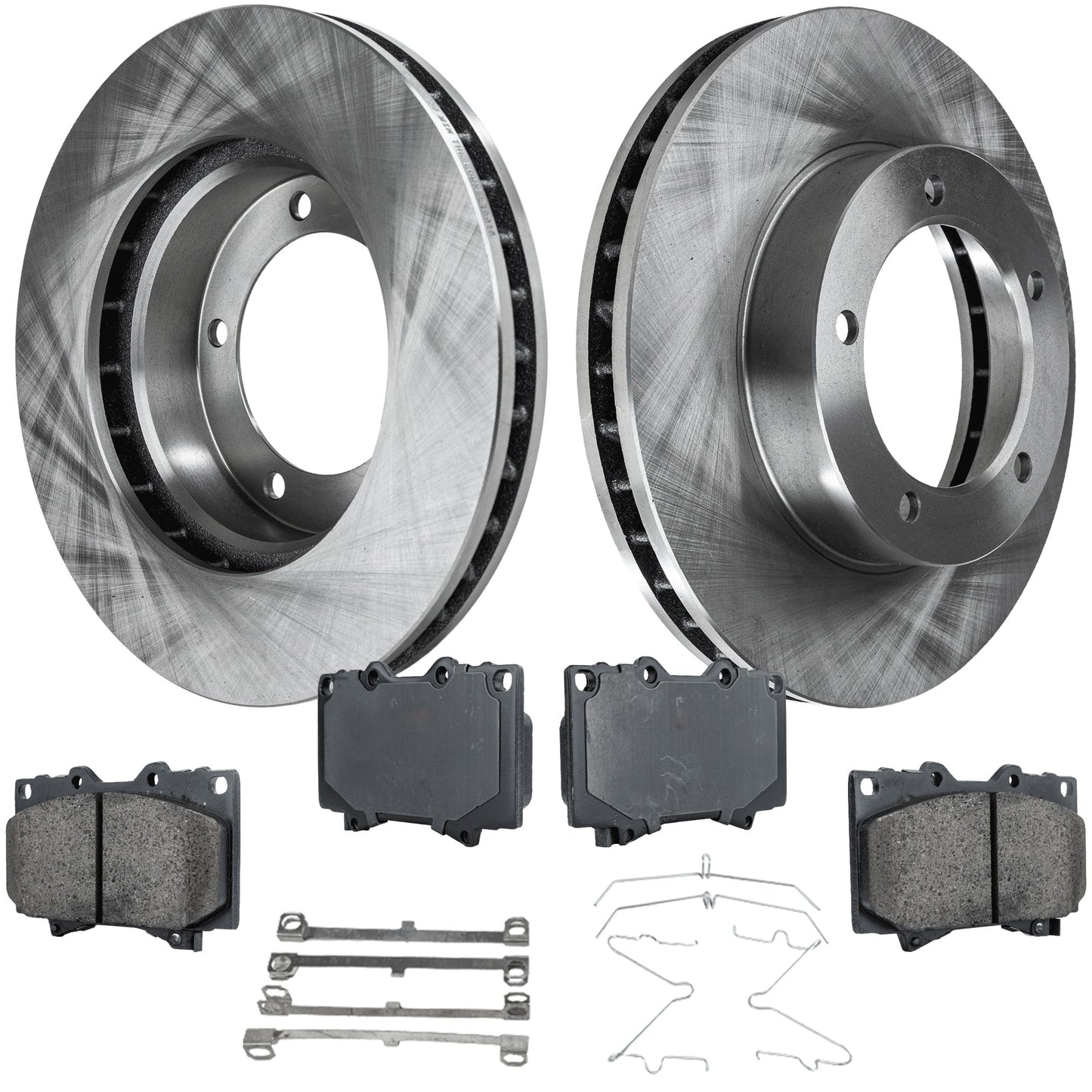2-Wheel Set Front Brake Disc and Pad Kit, Plain Surface 5 Lugs 312.93 mm Ceramic Pro-Line Series, Includes (2) Brake Disc and (1) Brake Pad Set