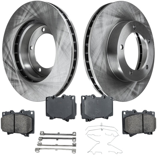 2-Wheel Set Front Brake Disc and Pad Kit, Plain Surface 5 Lugs 312.93 mm Ceramic Pro-Line Series, Includes (2) Brake Disc and (1) Brake Pad Set