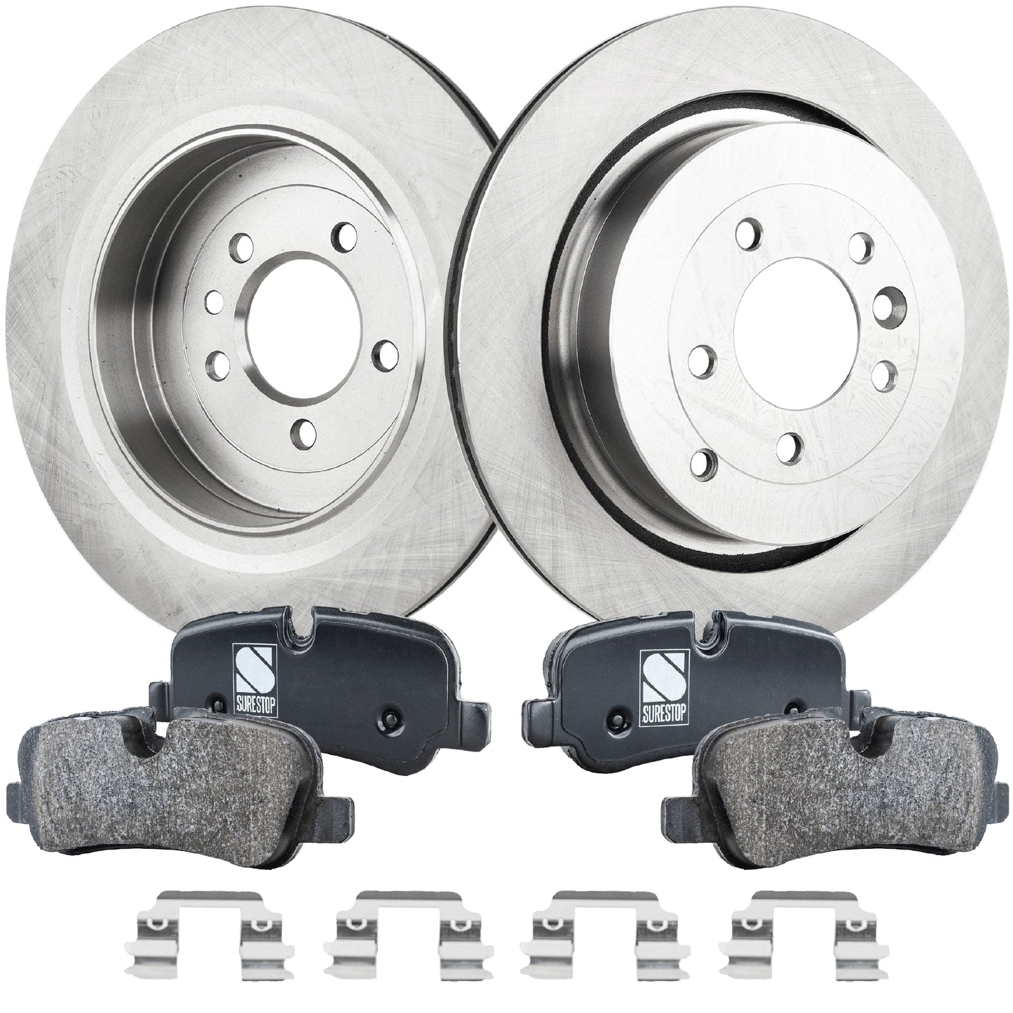 2-Wheel Set Rear Brake Disc and Pad Kit, Plain Surface 5 Lugs 350.01 mm Organic Pro-Line Series, Includes (2) Brake Disc and (1) Brake Pad Set