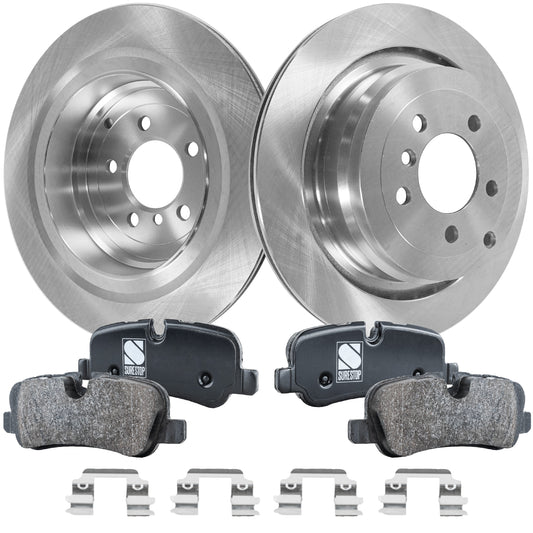 2-Wheel Set Rear Brake Disc and Pad Kit, Plain Surface 5 Lugs 354.08 mm Organic Pro-Line Series, Includes (2) Brake Disc and (1) Brake Pad Set
