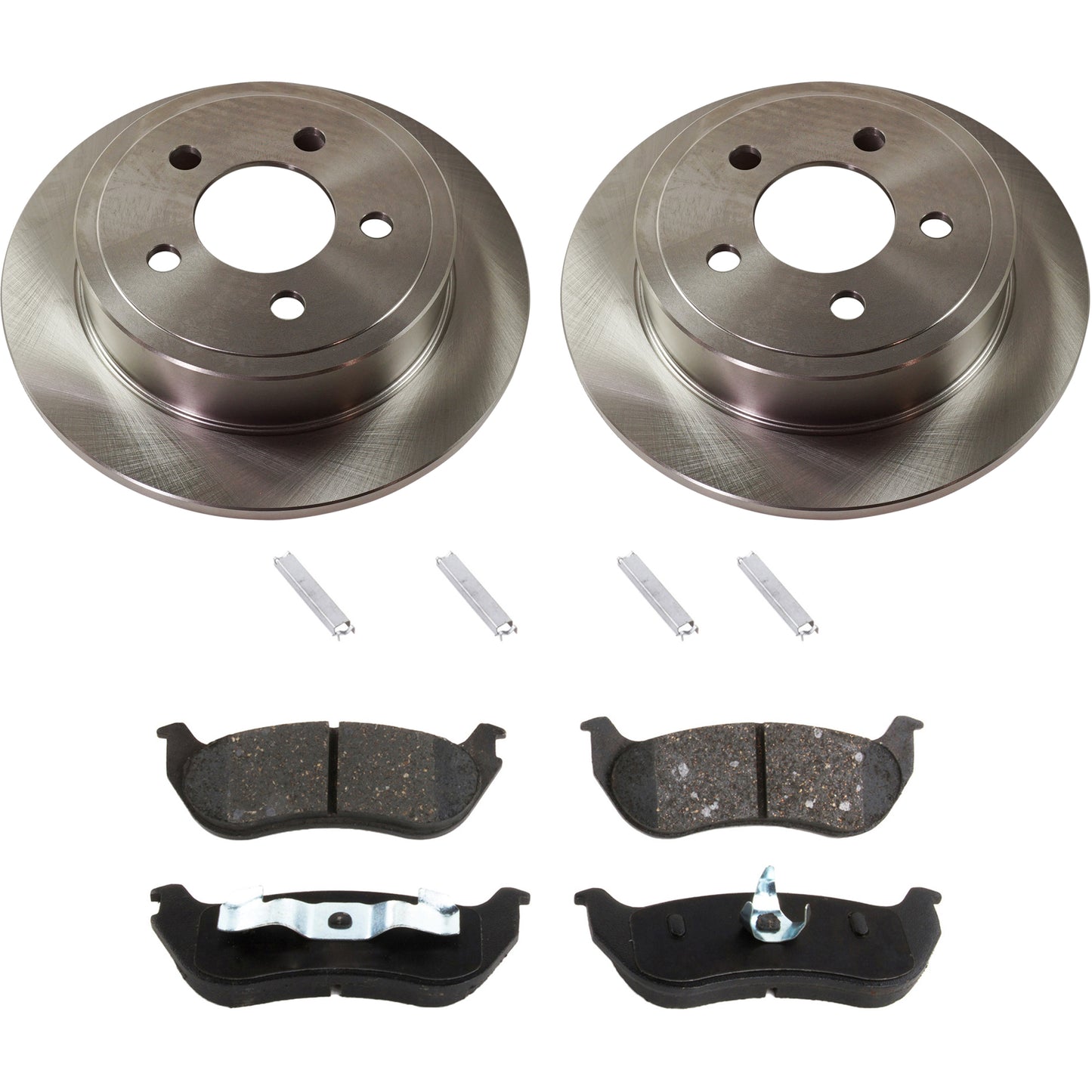 2-Wheel Set Rear Brake Disc and Pad Kit, Plain Surface 5 Lugs 284.99 mm Ceramic Pro-Line Series, Includes (2) Brake Disc and (1) Brake Pad Set