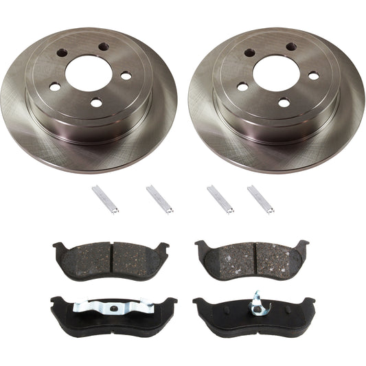 2-Wheel Set Rear Brake Disc and Pad Kit, Plain Surface 5 Lugs 284.99 mm Ceramic Pro-Line Series, Includes (2) Brake Disc and (1) Brake Pad Set