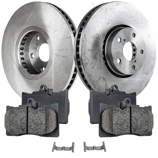 2-Wheel Set Front Brake Disc and Pad Kit, Plain Surface 5 Lugs 332.99 mm Ceramic Pro-Line Series, Includes (2) Brake Disc and (1) Brake Pad Set
