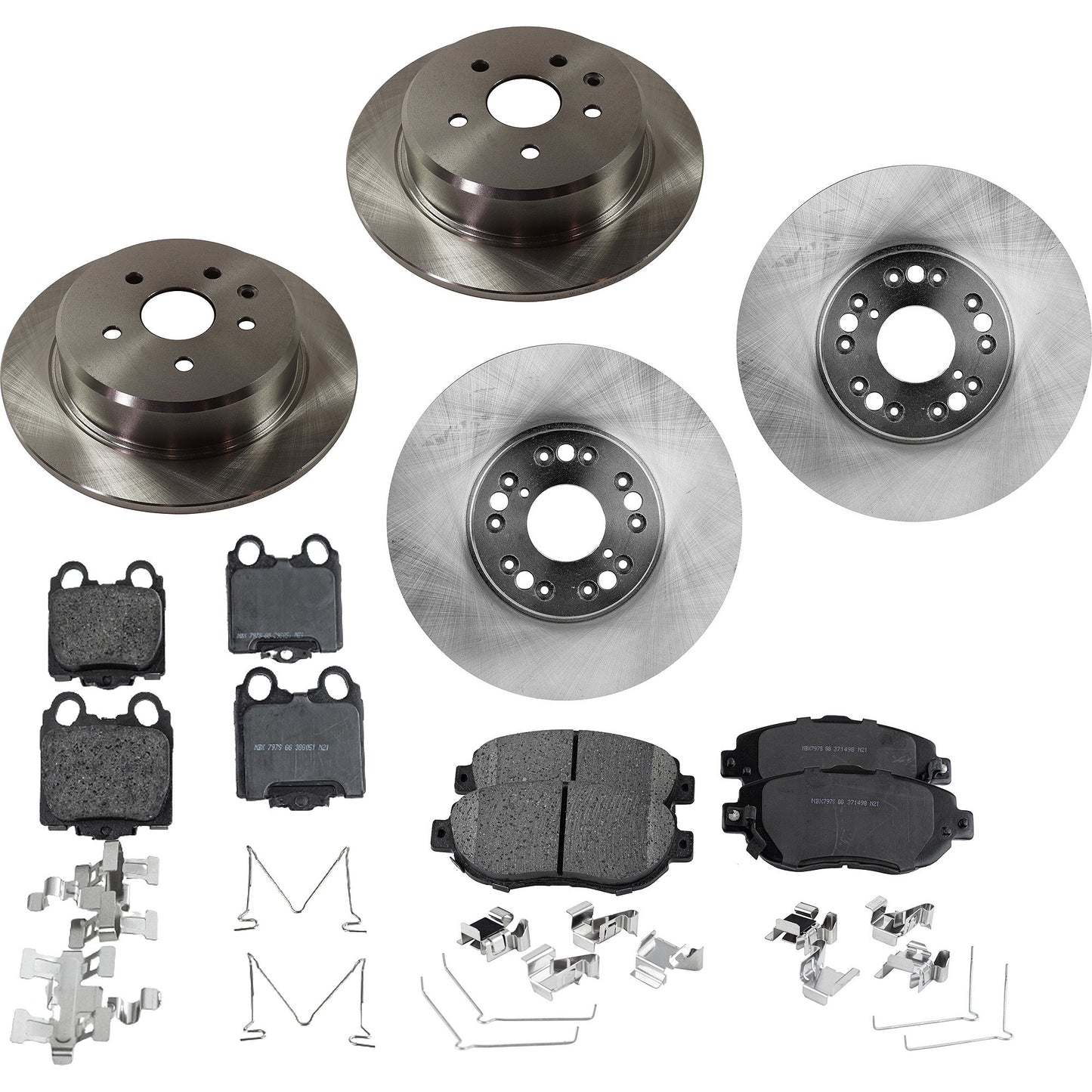 4-Wheel Set Front and Rear Brake Disc and Pad Kit, Plain Surface 5 Lugs Front-295.91 mm/Rear-307.09 mm Ceramic Pro-Line Series, Includes (4) Brake Disc and (2) Brake Pad Set