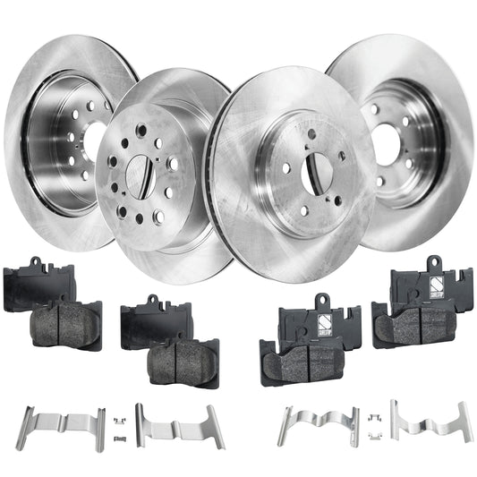 4-Wheel Set Front and Rear Brake Disc and Pad Kit, Plain Surface 5 Lugs Front-314.96 mm/Rear-309.88 mm Front-Ceramic/Rear-Organic Pro-Line Series, Includes (4) Brake Disc and (2) Brake Pad Set
