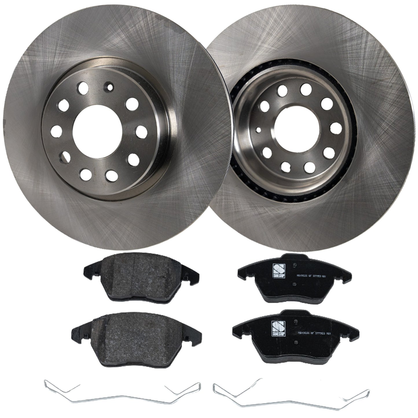 2-Wheel Set Front Brake Disc and Pad Kit, Plain Surface 5 Lugs 311.91 mm Organic Pro-Line Series, Includes (1) Brake Pad Set and (2) Brake Disc