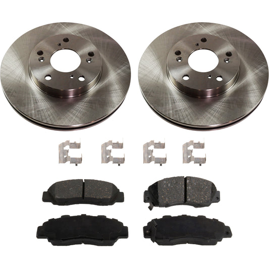 2-Wheel Set Front Brake Disc and Pad Kit, Plain Surface 5 Lugs 281.94 mm Ceramic Pro-Line Series, Includes (1) Brake Pad Set and (2) Brake Disc