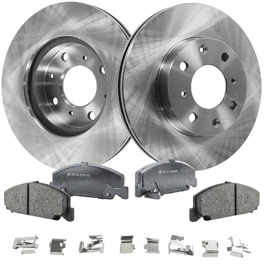 2-Wheel Set Front Brake Disc and Pad Kit, Plain Surface 4 Lugs 240.03 mm Ceramic Pro-Line Series, Includes (2) Brake Disc and (1) Brake Pad Set