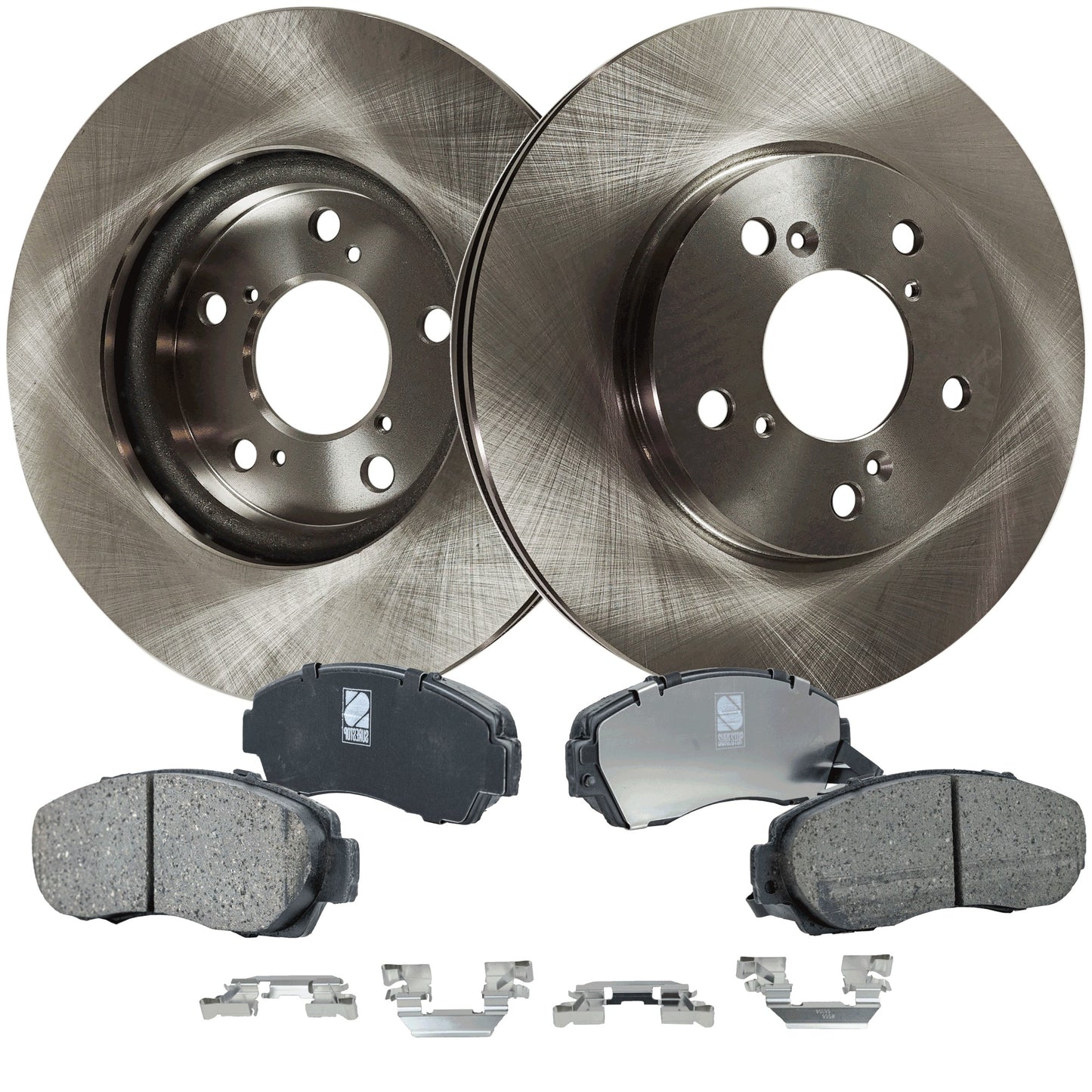 2-Wheel Set Front Brake Disc and Pad Kit, Plain Surface 5 Lugs 296.16 mm Ceramic Pro-Line Series, Includes (2) Brake Disc and (1) Brake Pad Set