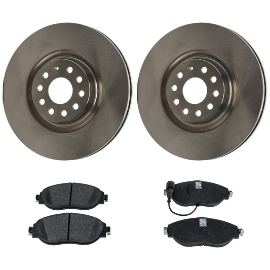 2-Wheel Set Front Brake Disc and Pad Kit, Plain Surface 5 Lugs 340.11 mm Organic Pro-Line Series, Includes (2) Brake Disc and (1) Brake Pad Set