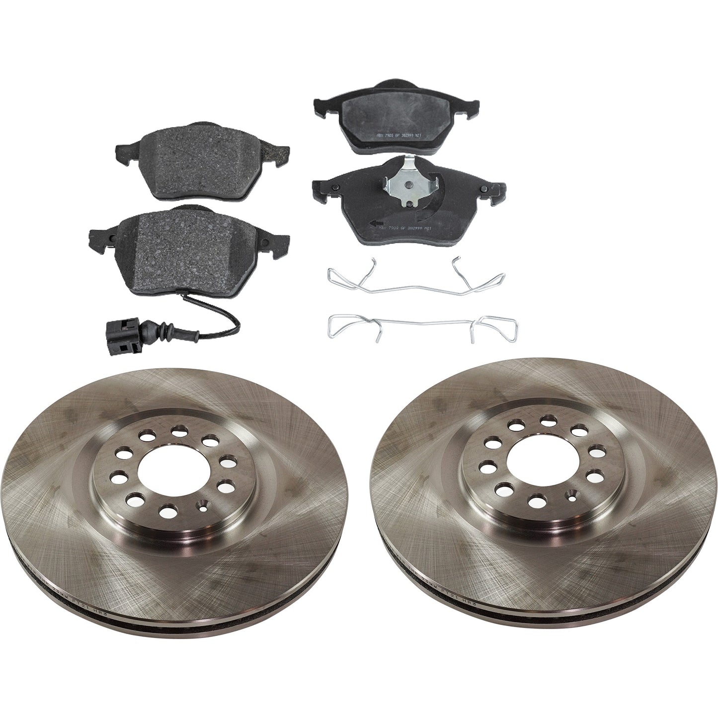 2-Wheel Set Front Brake Disc and Pad Kit, Plain Surface 5 Lugs 311.91 mm Organic Pro-Line Series, Includes (2) Brake Disc and (1) Brake Pad Set