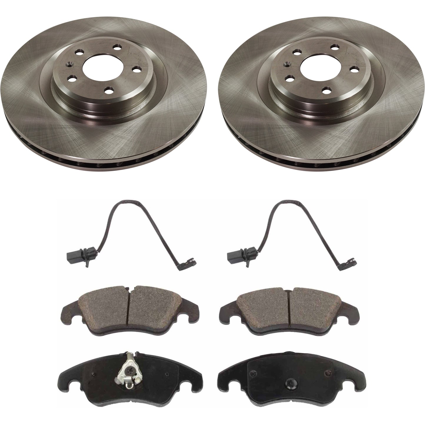 2-Wheel Set Front Brake Disc and Pad Kit, Plain Surface 5 Lugs 344.68 mm Organic Pro-Line Series, Includes (2) Brake Disc and (1) Brake Pad Set