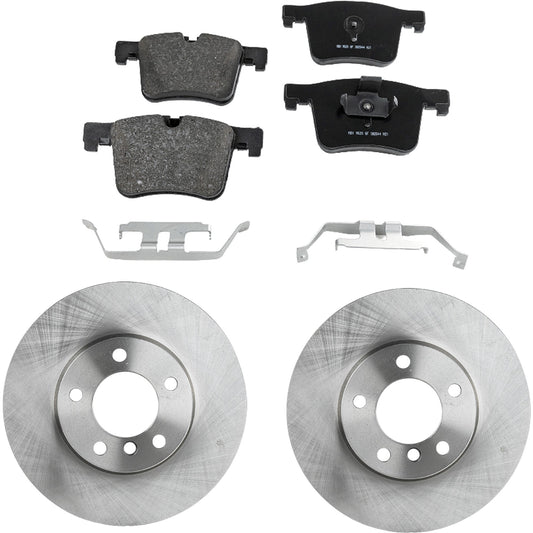 2-Wheel Set Front Brake Disc and Pad Kit, Plain Surface 5 Lugs 311.91 mm Organic Pro-Line Series, Includes (1) Brake Pad Set and (2) Brake Disc