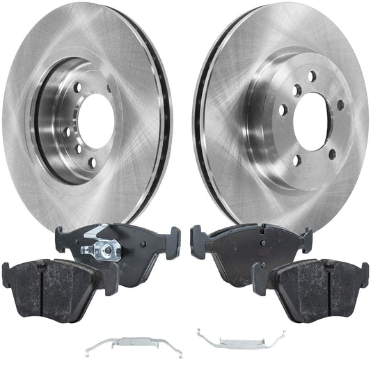 2-Wheel Set Front Brake Disc and Pad Kit, Plain Surface 5 Lugs 325.12 mm Organic Pro-Line Series, Includes (2) Brake Disc and (1) Brake Pad Set
