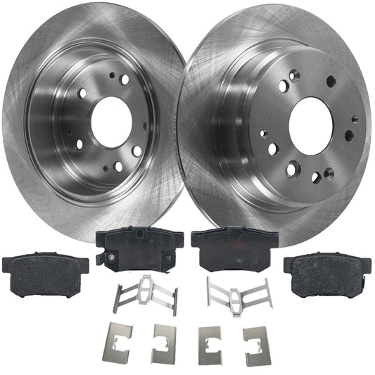 Комплект из 2 задних тормозных дисков и колодок, гладкая поверхность, 5 болтов, 281,94 мм, керамические, серия Pro-Line, включает в себя (2) тормозных диска и (1) комплект тормозных колодок