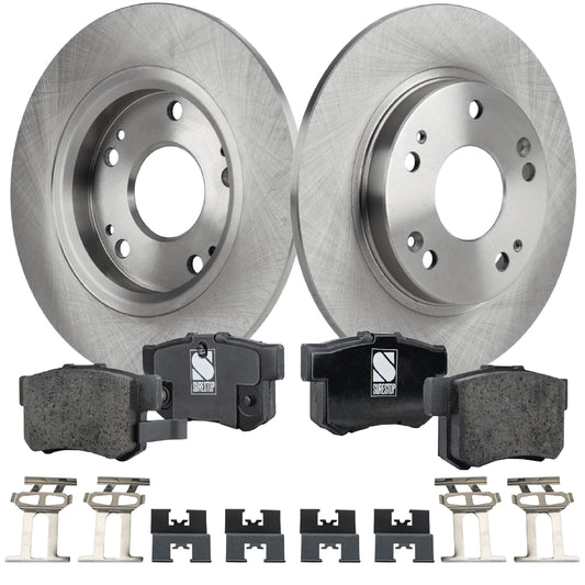 2-Wheel Set Brake Disc and Pad Kit, Plain Surface 5 Lugs 259.59 mm Ceramic Pro-Line Series, Includes (2) Brake Disc and (1) Brake Pad Set