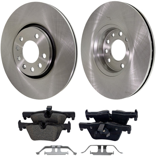 2-Wheel Set Rear Brake Disc and Pad Kit, Plain Surface 5 Lugs 299.72 mm Organic Pro-Line Series, Includes (2) Brake Disc and (1) Brake Pad Set