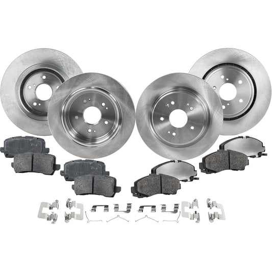 4-Wheel Set Front and Rear Brake Disc and Pad Kit, Plain Surface 5 Lugs Front-320 mm/Rear-310 mm Front-Organic/Rear-Ceramic Pro-Line Series, Includes (4) Brake Disc and (2) Brake Pad Set