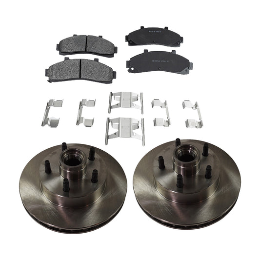 2-Wheel Set Front Brake Disc and Pad Kit, Plain Surface 5 Lugs 261.11 mm Semi-metallic RWD Pro-Line Series, Includes (1) Brake Pad Set and (2) Brake Disc
