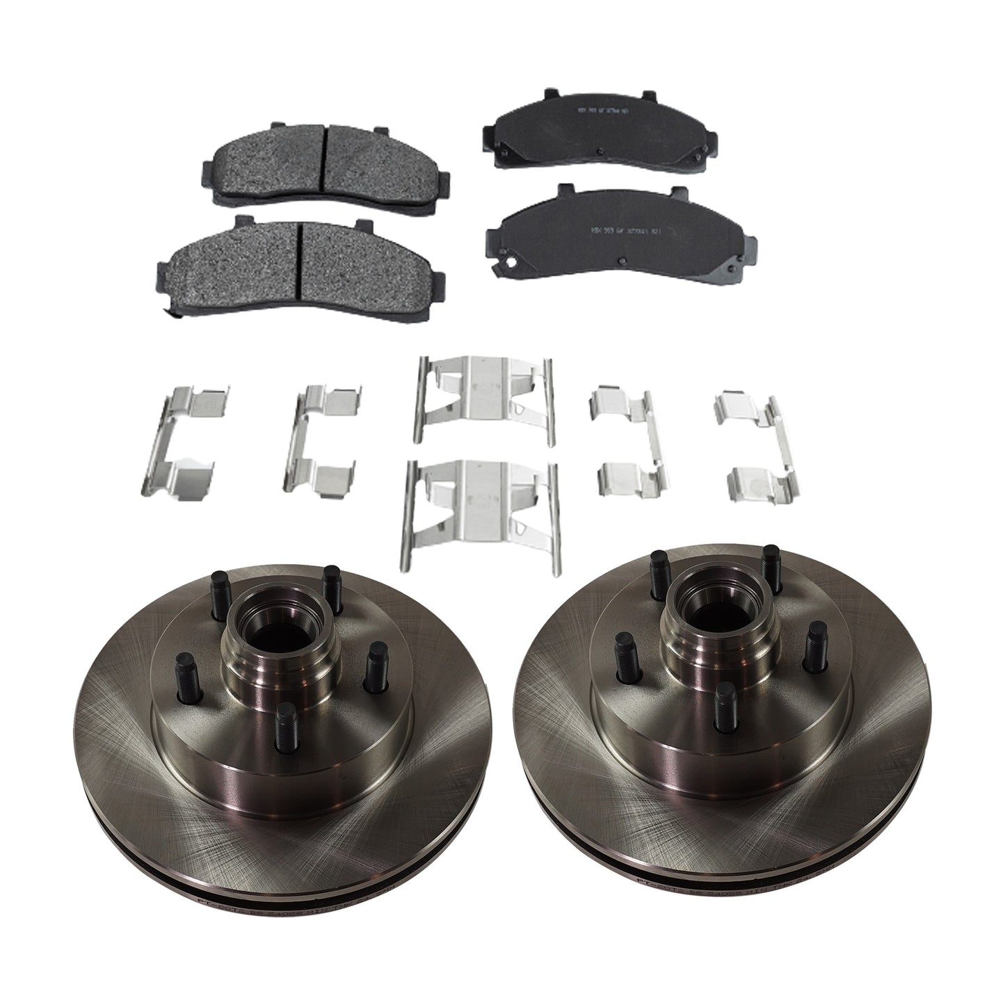 2-Wheel Set Front Brake Disc and Pad Kit, Plain Surface 5 Lugs 261.11 mm Semi-metallic RWD Pro-Line Series, Includes (2) Brake Disc and (1) Brake Pad Set