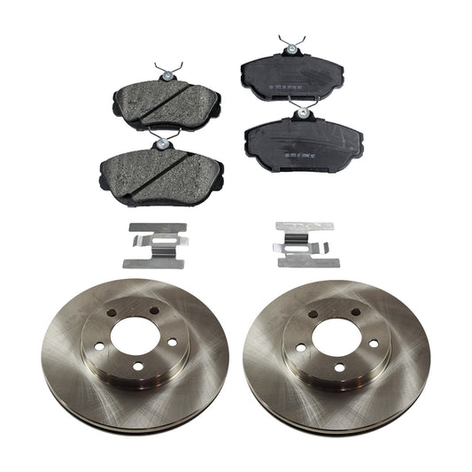 2-Wheel Set Front Brake Disc and Pad Kit, Plain Surface 5 Lugs 276 mm Ceramic Pro-Line Series, Includes (2) Brake Disc and (1) Brake Pad Set