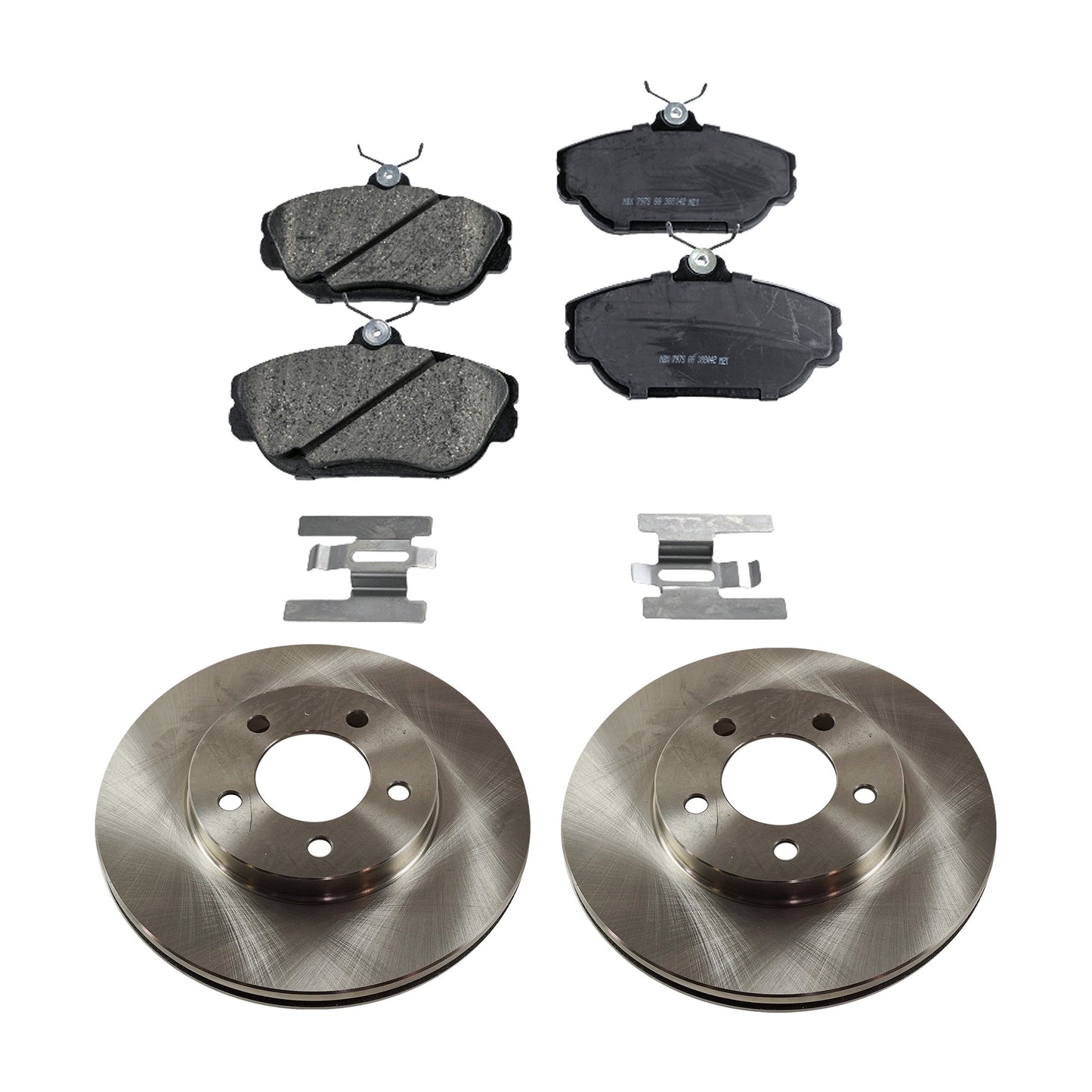 2-Wheel Set Front Brake Disc and Pad Kit, Plain Surface 5 Lugs 276 mm Ceramic Pro-Line Series, Includes (2) Brake Disc and (1) Brake Pad Set