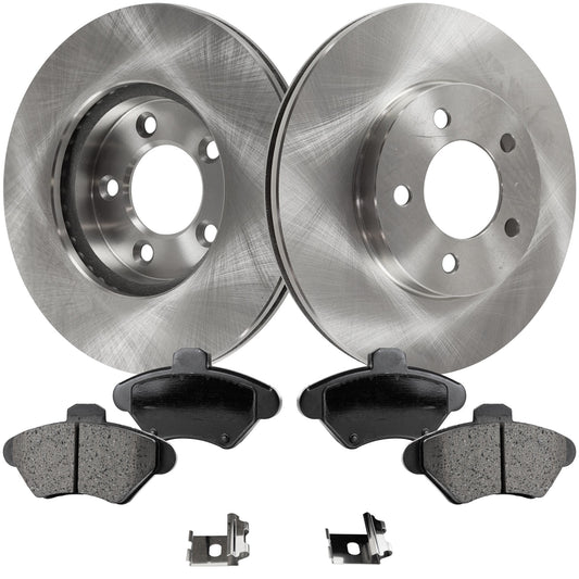 2-Wheel Set Front Brake Disc and Pad Kit, Plain Surface 5 Lugs 276 mm Ceramic Pro-Line Series, Includes (2) Brake Disc and (1) Brake Pad Set