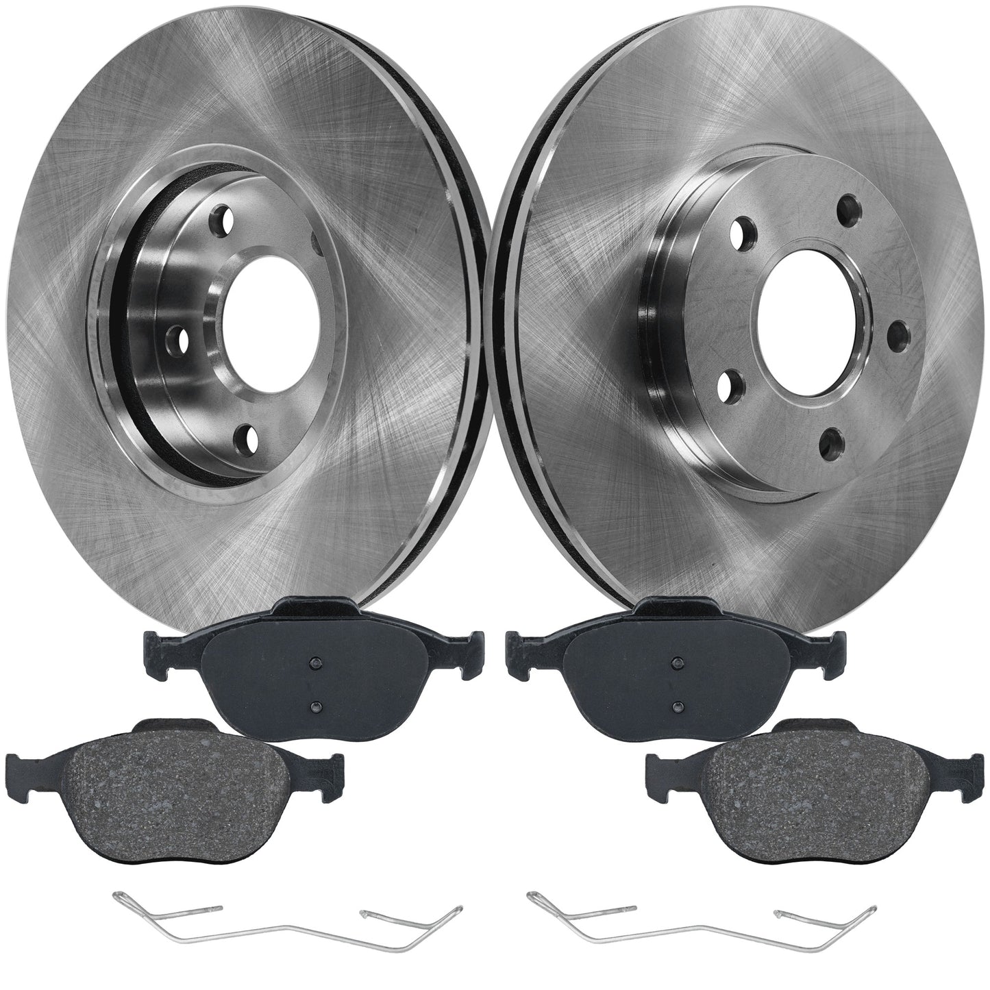 2-Wheel Set Front Brake Disc and Pad Kit, Plain Surface 5 Lugs 277.88 mm Organic Pro-Line Series, Includes (2) Brake Disc and (1) Brake Pad Set